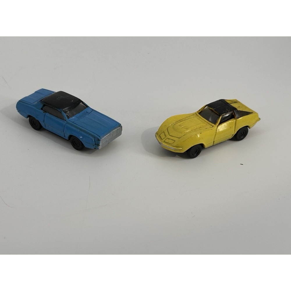 VINTAGE A.H.M HO Scale #5615 Blue Ford Thunderbird & 5613 Yellow Chevy Corvette